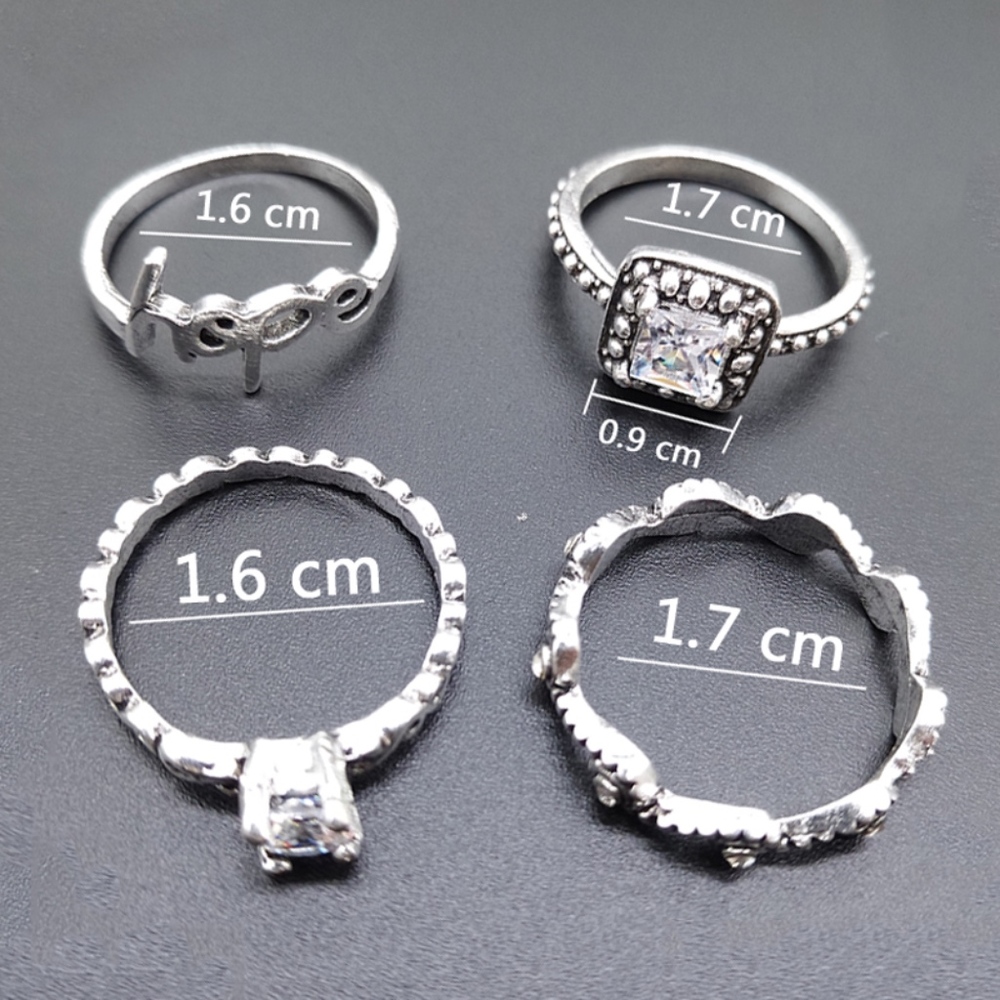4 for $25 SALE!!! 4 piece Rhinestone Hope Ring Set - Picture 3 of 8